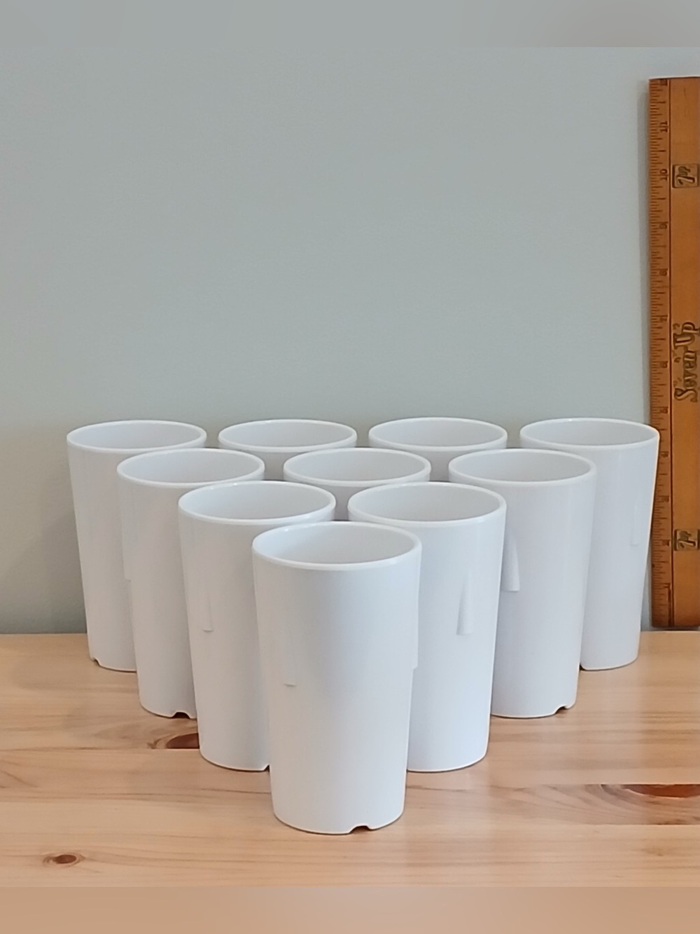 12 x vintage G.P.L. melmac classy white 12oz tumblers